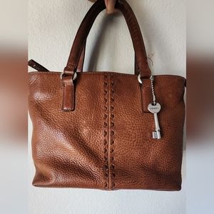 FOSSIL Vintage Brown Leather Shoulder Bag Purse Handbag